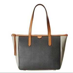 Fossil Sydney Shopper Tote - Black and White Dots